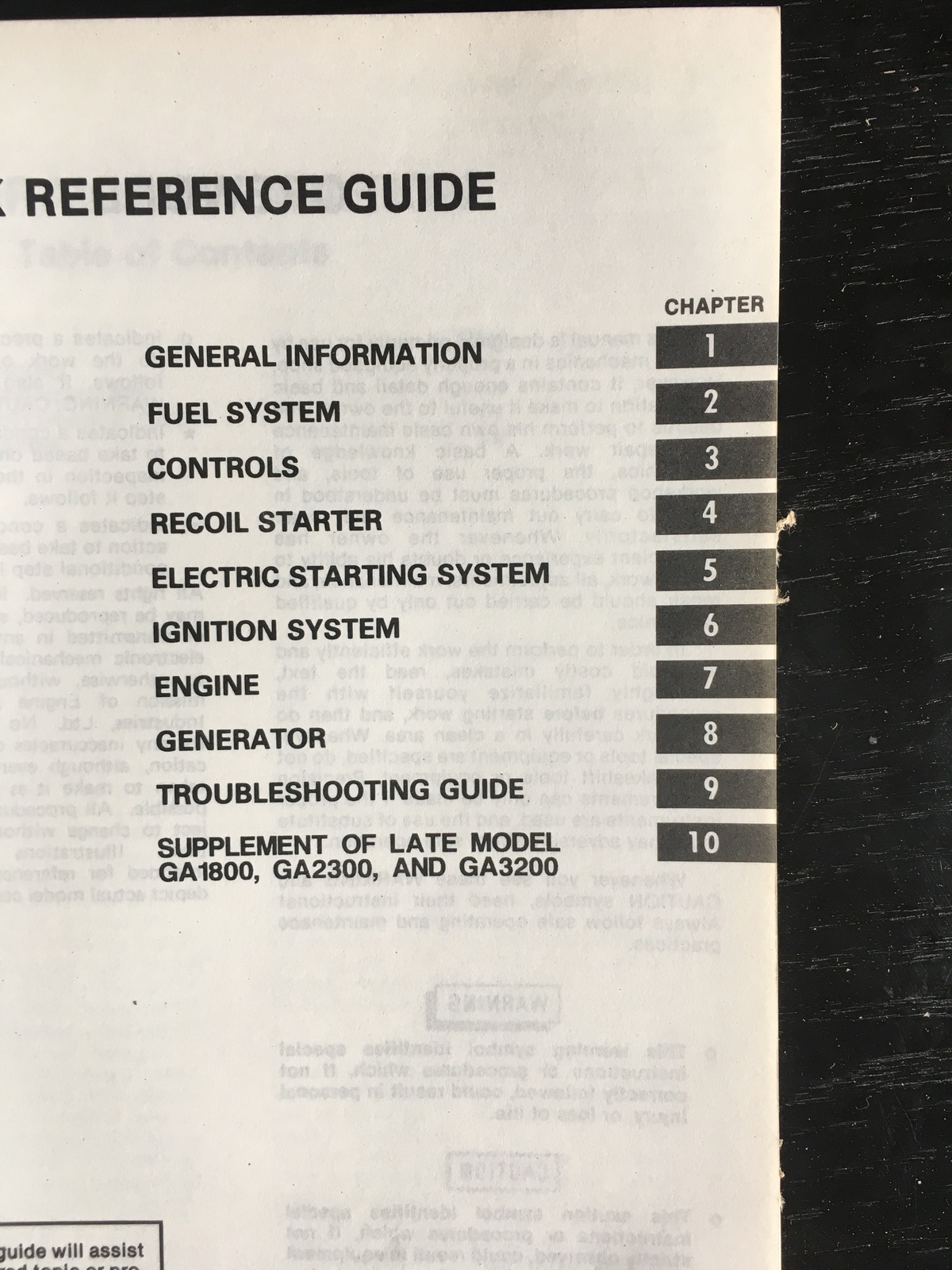 KAWASAKI GENERATOR GA1800A GA2300A GA3200A GA3200AS WORKSHOP SERVICE MANUAL