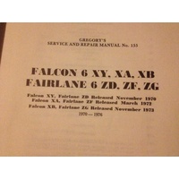 FORD FALCON XY-XA-XB FAIRLANE ZD-ZF-ZG GREGORYS WORKSHOP MANUAL