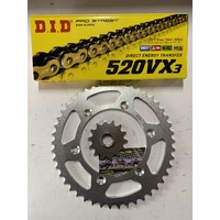 SUZUKI DRZ 400 CHAIN AND SPROCKET KIT 15 39  DID VX3 X RING 520 CHAIN