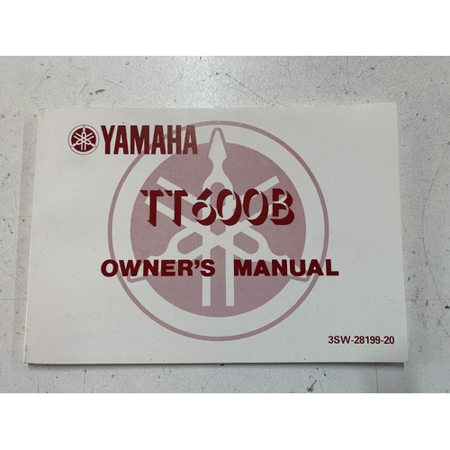 YAMAHA TT 600 B OWNERS MANUAL BOOK 3SW-28199-20 WITH WIRING DIAGRAME