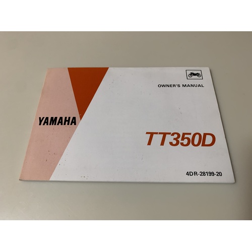 YAMAHA TT 350 D OWNERS HAND BOOK MANUAL WIRING DIAGRAM 4DR-28199-20