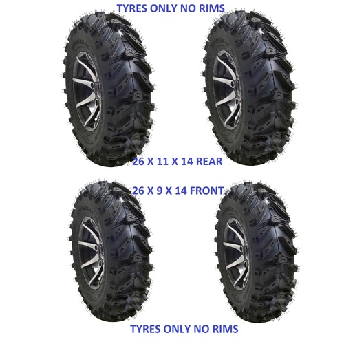 ATV UTV SXS 6 PLY TYRE 27 X 9 X 14 27X11X14 SET MAXX PLUS DEEP TREAD POLARIS RANGER CANAM