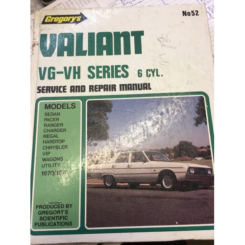 CHRYSLER VALIANT VG-VH HEMI 6CYL GREGORYS  WORKSHOP MANUAL