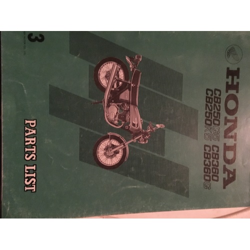 HONDA CB250G5 CB250K5 CB360 CB360G PARTS  MANUAL