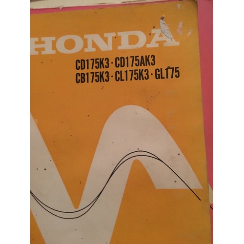 HONDA CD175K3 CD175AK3 CB175K3 CL175K3 GL175  PARTS  MANUAL-