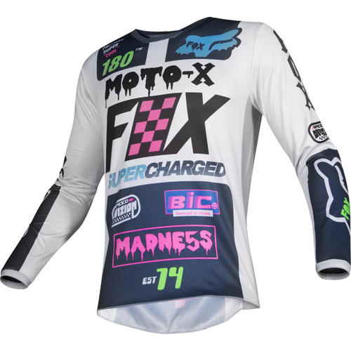 FOX RACING MX 180 CZAR 2019  JERSEY  LIGHT GREY / BLUE KIDS SIZE SMALL