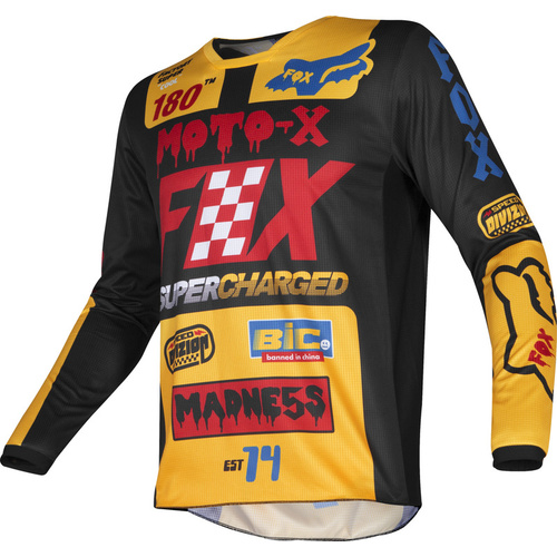 FOX RACING MX 180 CZAR 2019  JERSEY  BLACK - YELLOW KIDS SIZE SMALL