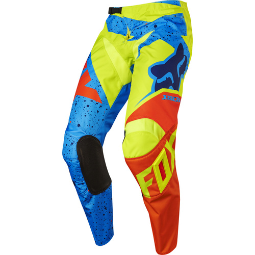 KIDS 180 FOX RACING NIRV  MX PANTS BLUE / YELLOW / ORANGE   SIZE 4