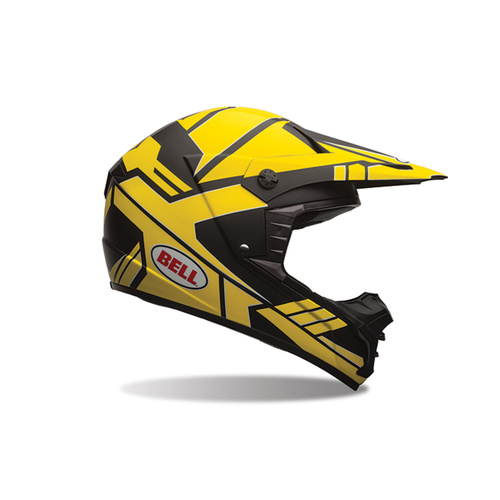 BELL SX-1 STACK CHARCOL YELLOW RACE HELMET MX  DIRT BIKE SIZE MEDIUM