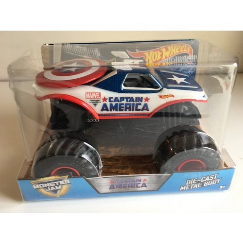 MONSTER JAM TRUCK HOTWHEELS MARVEL CAPTAIN AMERICA