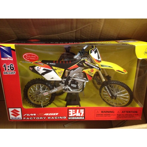 FACTORY SUZUKI RMZ 450 JAMES STEWART MODEL DIECAST HUGE 1:6 SCALE MX MXER GIFT 