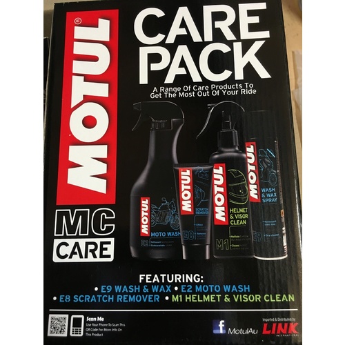 MOTUL ROAD BIKE CARE PACK MOTO WASH SCRATCH REMOVER WASH & WAX HELMET CLEANER