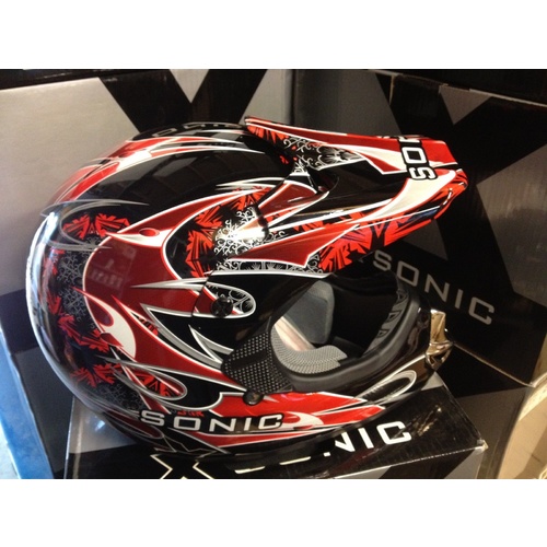 SONIC BLACK RED DIRT MX BIKE HELMET AUSTRALIA SAFTEY