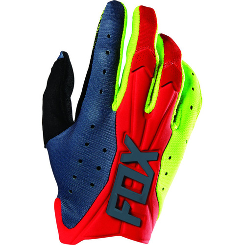 FOX RACING MX FLEXAIR RACE GLOVES BLUE RED YELLOW 2016  SIZE LARGE