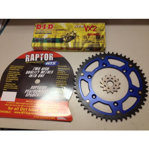 YAMAHA WR 250 2 STROKE 48 TOOTH REAR 13 FRONT SPROCKET MTX RAPTOR DID VX2 CHAIN