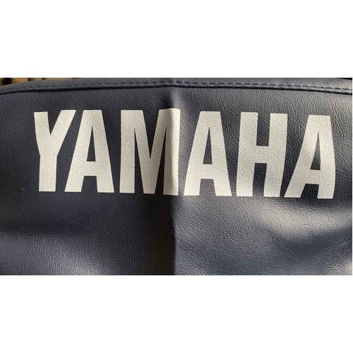 VINYL SEAT COVER YAMAHA MOTO 4 YFM 225 250 350 DARK BLUE WITH WHITE LETTERING